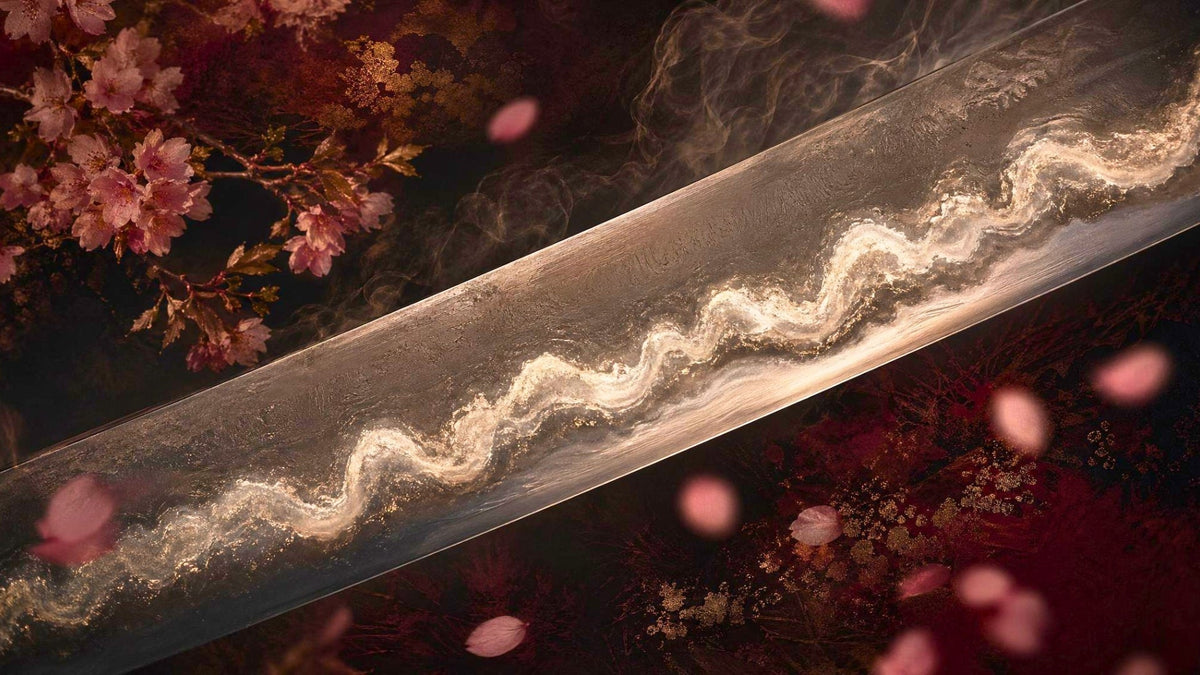 Hamon-Linie auf einer japanischen Katana-Klinge
