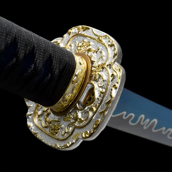 Aonami Wakizashi (T10-Stahl) - 青波 — Klingen-Detail Nahaufnahme