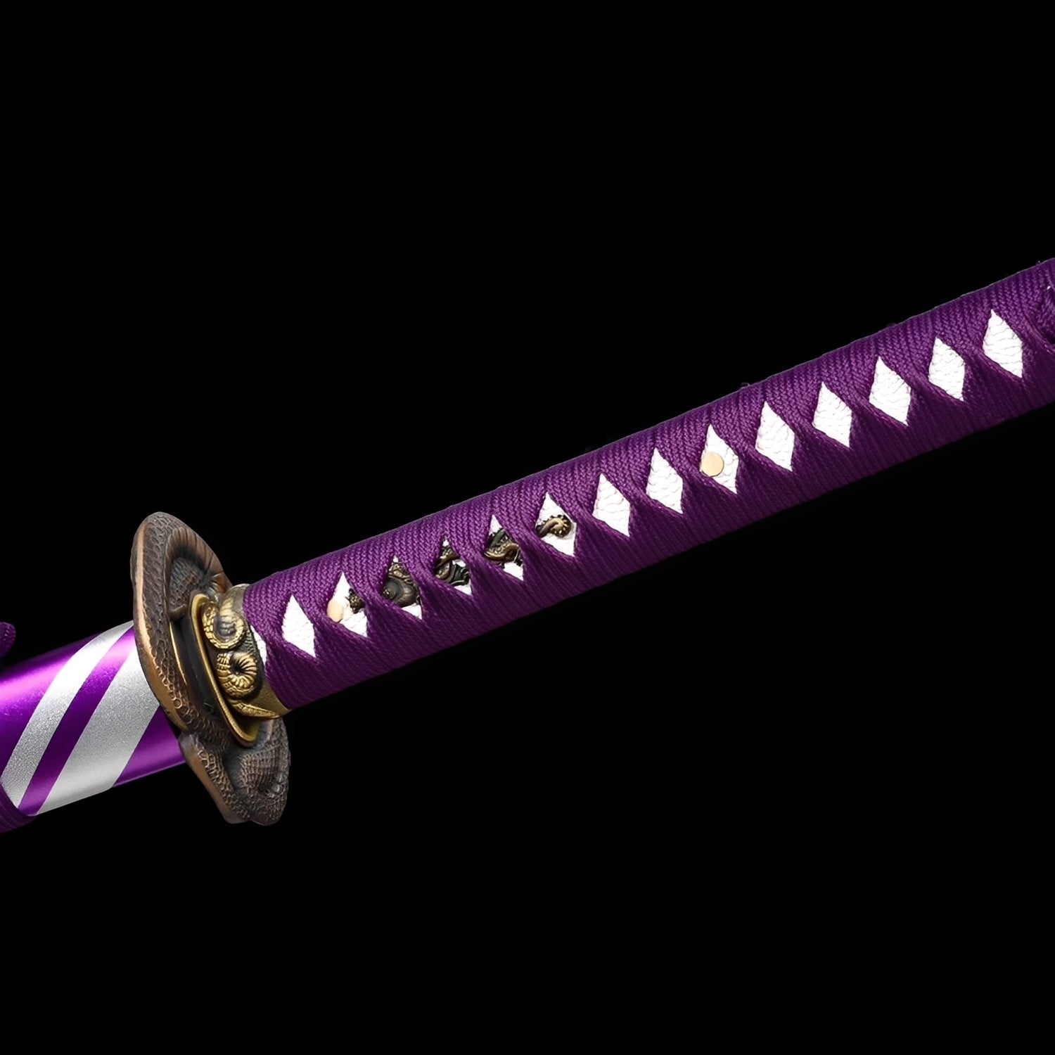 Baioretto Katana - 紫紋刀 — Saya und Griff Detail mit Beschlägen