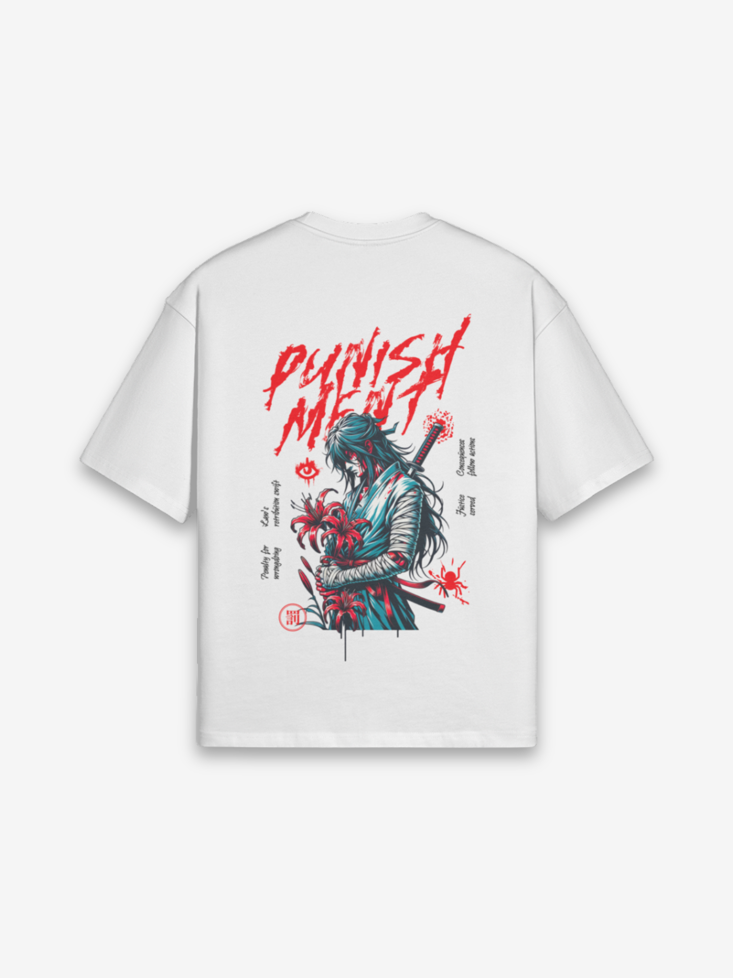 Bestrafungs-Samurai T-Shirt - 罰侍 — Rückansicht mit Grafik-Design