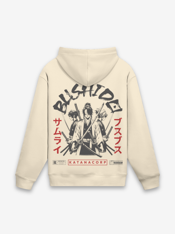 Bushido Hoodie - 武士道 — Rückansicht mit Grafik-Design