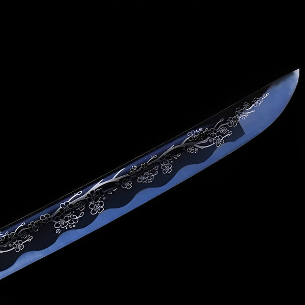 Hana Sakura Katana - 桜花刀 — Klingen-Detail Nahaufnahme mit sichtbarem Stahl