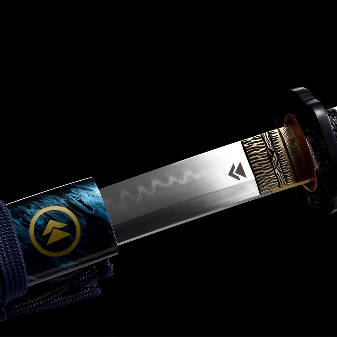 Jin Sakai Katana Nahaufnahme der polierten T10-Klinge mit echtem Hamon
