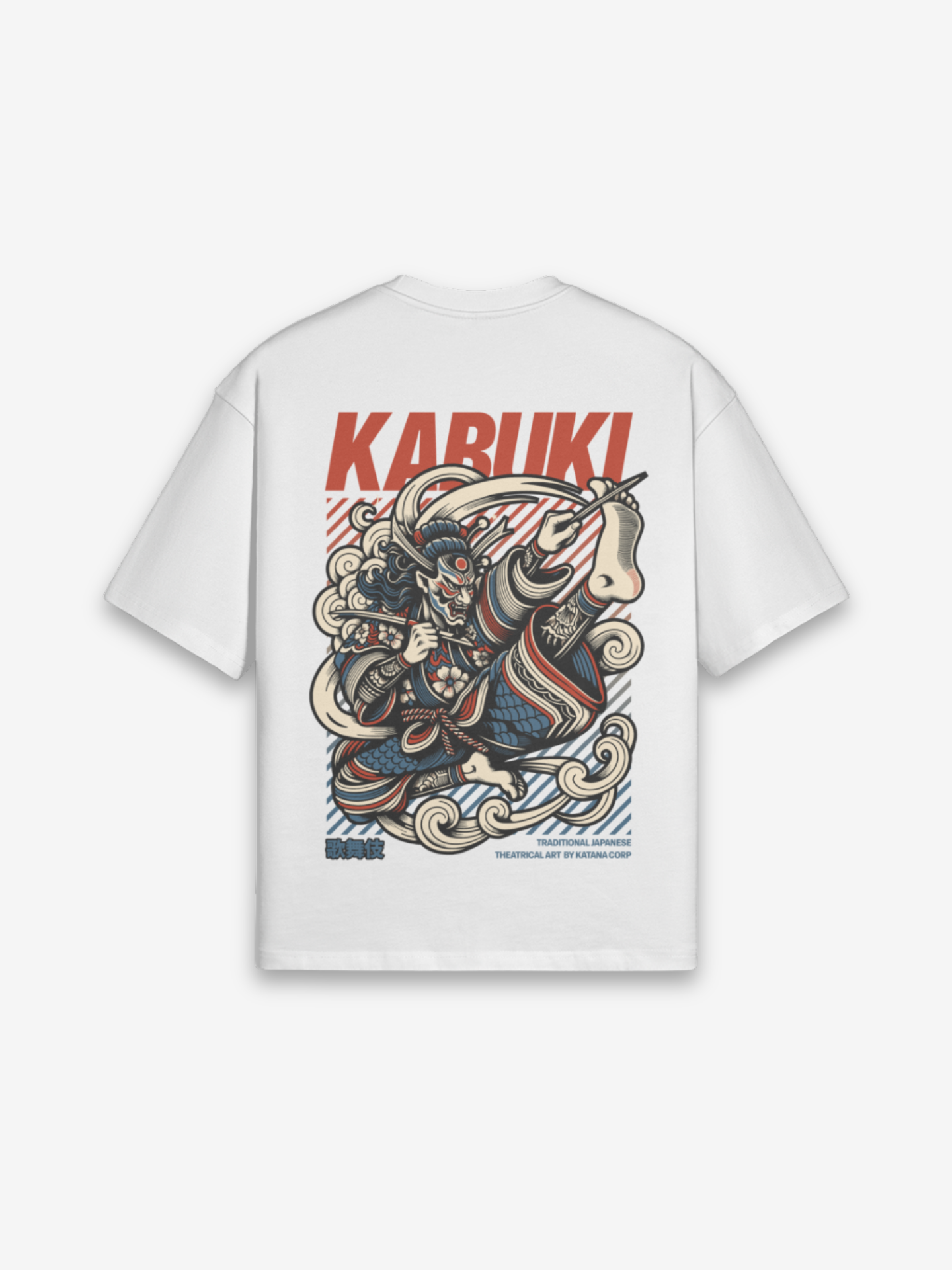 Kabuki T-Shirt - 歌舞伎 — Rückansicht mit Grafik-Design