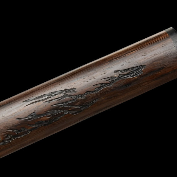 Kagehana Ninjato (Manganstahl) - 影花 — Saya Detail mit Beschlägen und Sageo