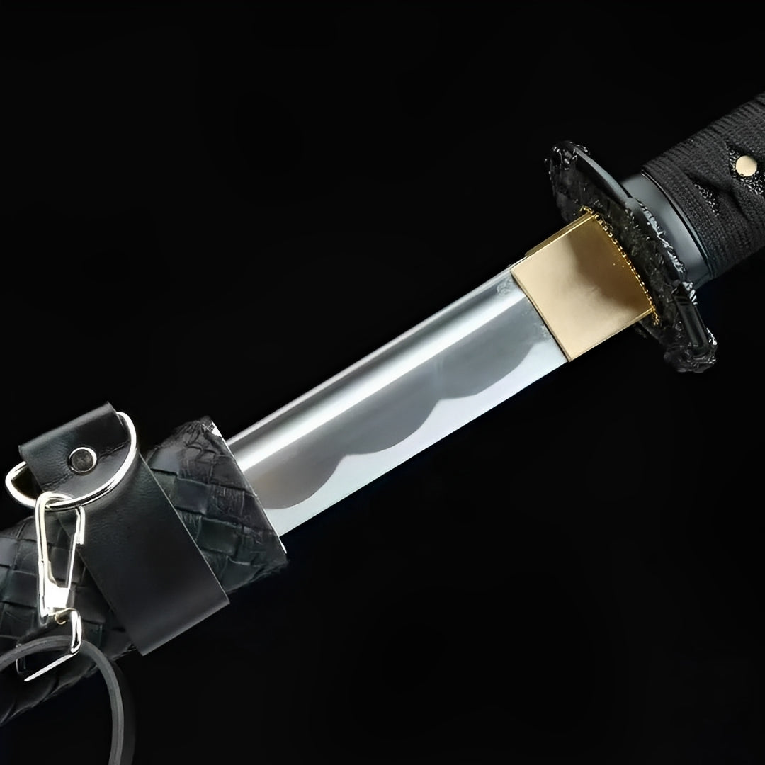 Kokuga Katana Nahaufnahme der schwarz-finishierten 1060-Klinge