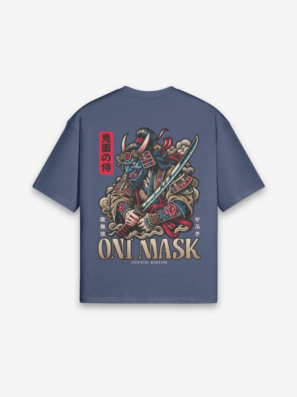 Oni-Maske T-Shirt - 鬼の面 — Farbvariante weiß