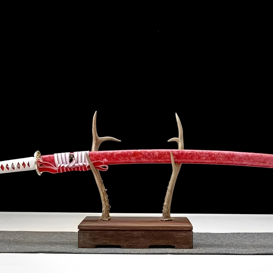 Rote Klinge Katana - ブレード — Griff-Detail mit Rochenhaut und Menuki