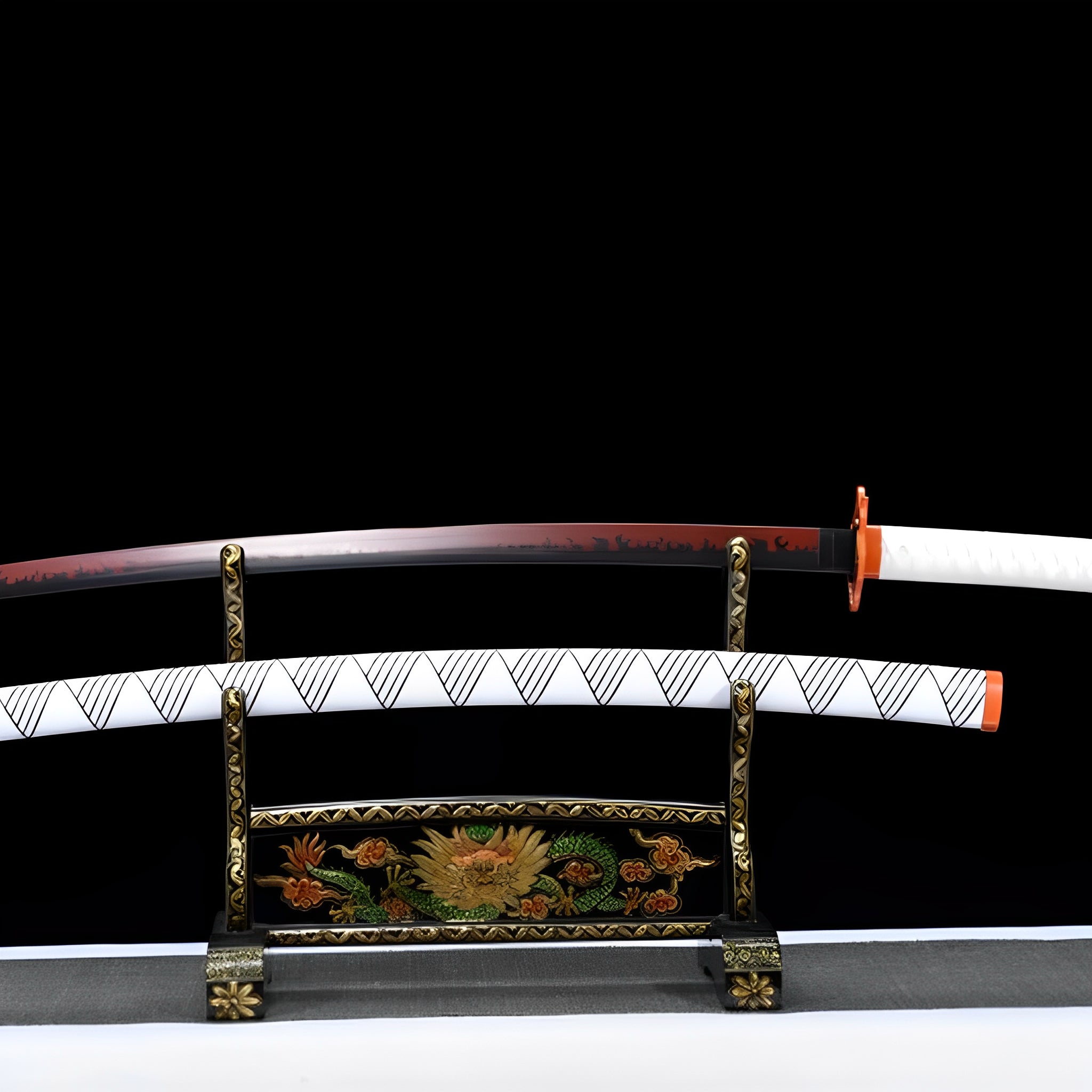 Rengoku Katana (Demon Slayer) - レンゴク — Griff-Detail mit Rochenhaut und Menuki