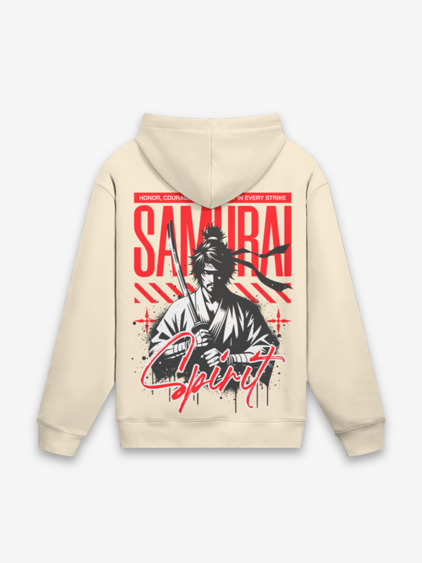 Samurai Geist Hoodie - 精神 — Rückansicht mit Grafik-Design