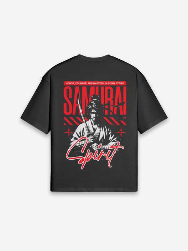 Samurai Geist T-Shirt - 精神 — Rückansicht mit Grafik-Design