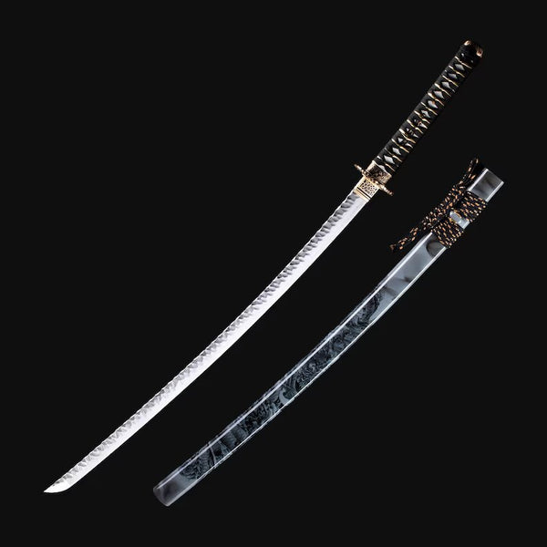 Schattenmond Katana - 影月刀 — Tsuba Nahaufnahme und Ito-Wicklung