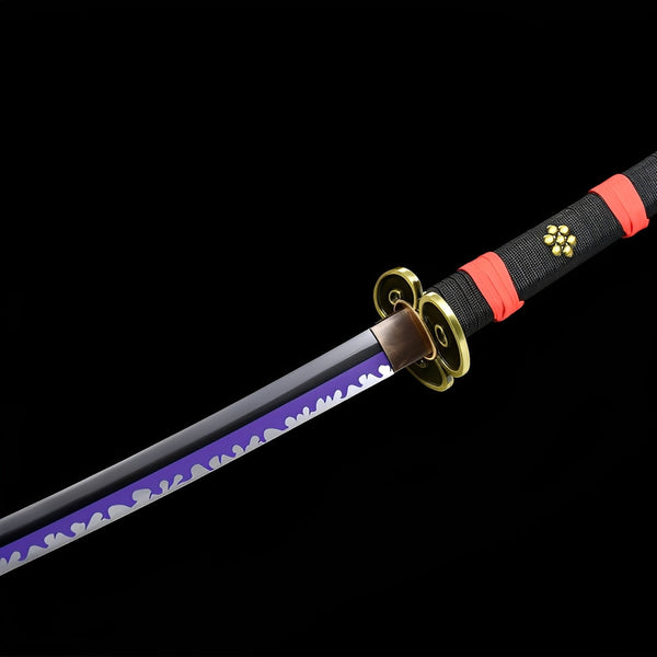 Schwarzes Enma Katana - 黒閻魔 — Tsuba Nahaufnahme und Ito-Wicklung