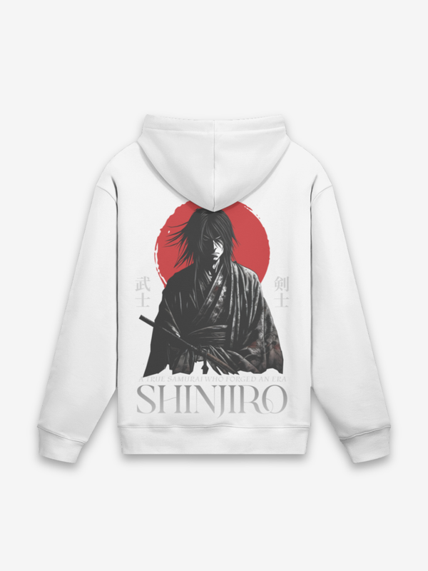 Shinjiro Hoodie - 進次郎 — Rückansicht mit Grafik-Design
