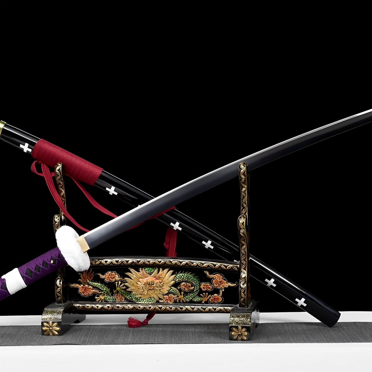 Trafalgar Law Katana (One Piece) - 法 — Tsuba Nahaufnahme und Ito-Wicklung
