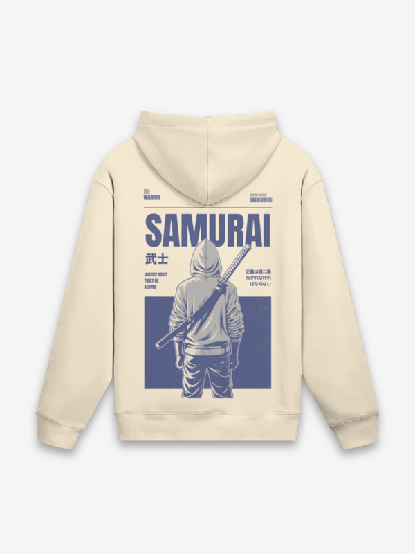 Vintage Samurai Hoodie - 武士 — Rückansicht mit Grafik-Design