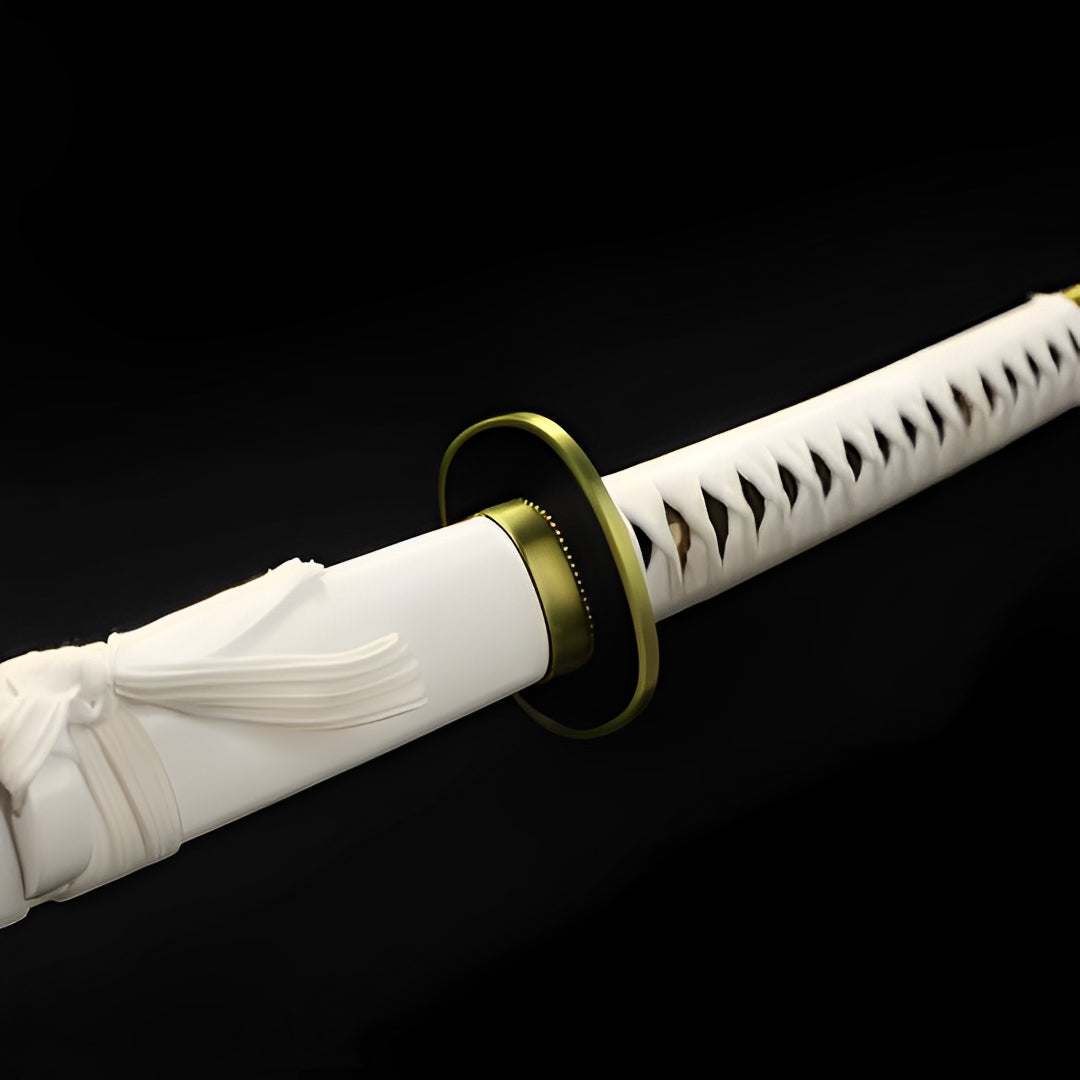 Wado Ichimonji Katana (One Piece) - ワド — Klingen-Detail Nahaufnahme mit sichtbarem Stahl
