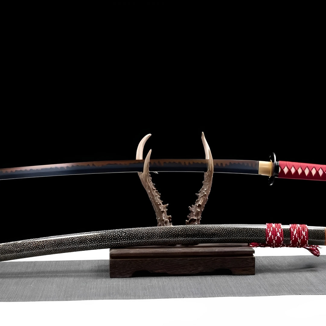 Akagane Katana (T10-Stahl, echter Hamon & Rochenhaut) - 赤金 — Ansicht 10