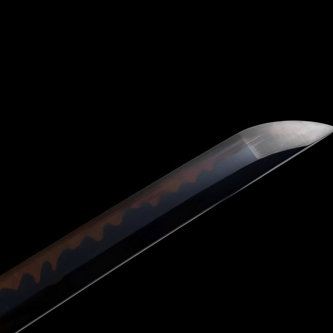 Akagane Katana (T10-Stahl, echter Hamon & Rochenhaut) - 赤金 — komplettes Set mit Seidenbeutel und Zertifikat