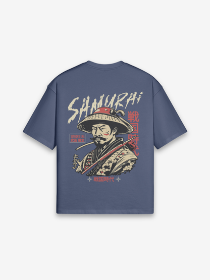 Alter Samurai T-Shirt - 老侍 — Rückansicht mit Grafik-Design
