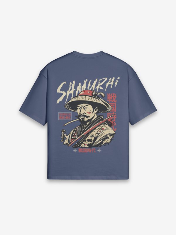 Alter Samurai T-Shirt - 老侍 — Rückansicht mit Grafik-Design