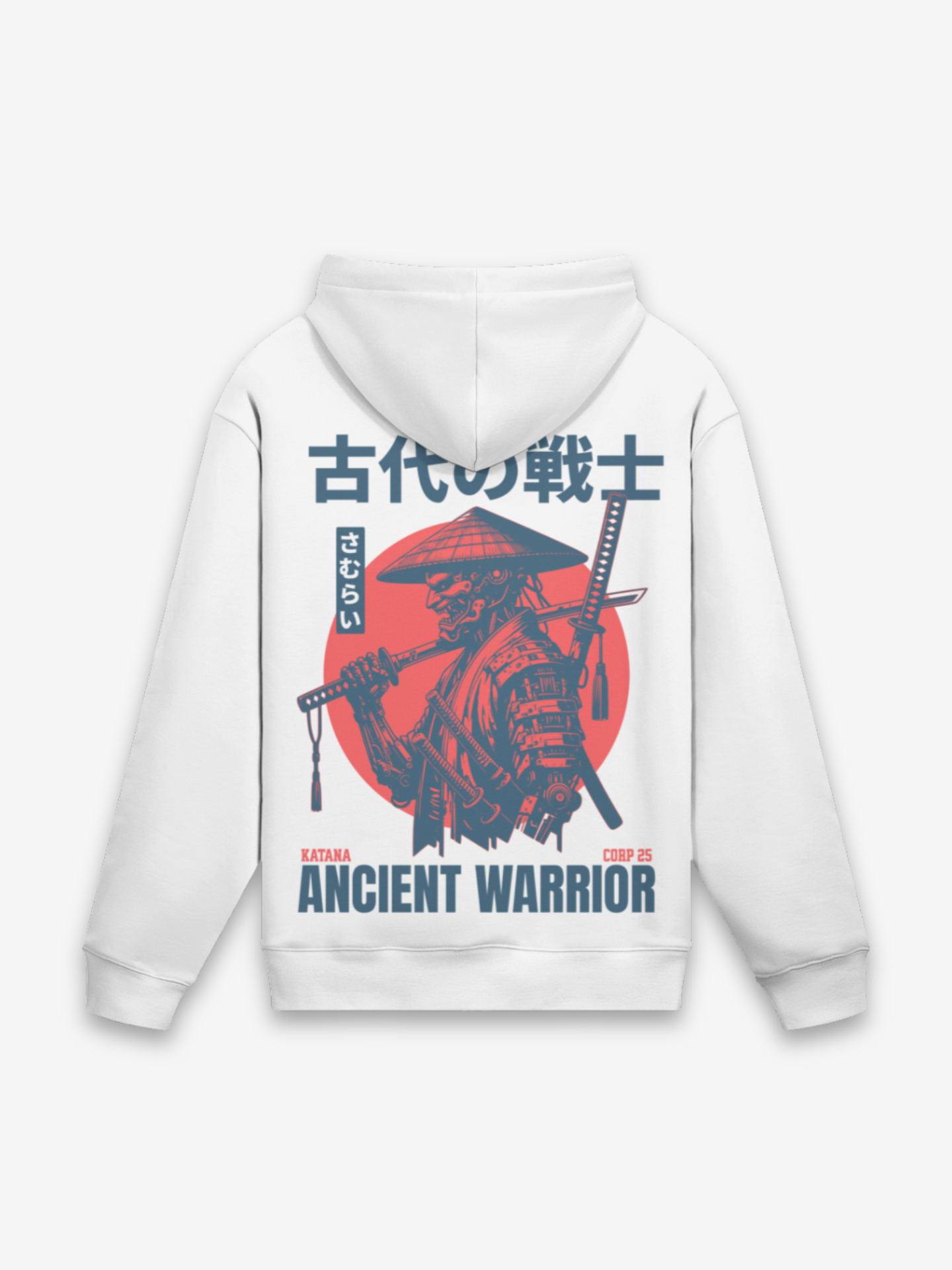 Antiker Krieger Hoodie - 古代 — Rückansicht mit Grafik-Design
