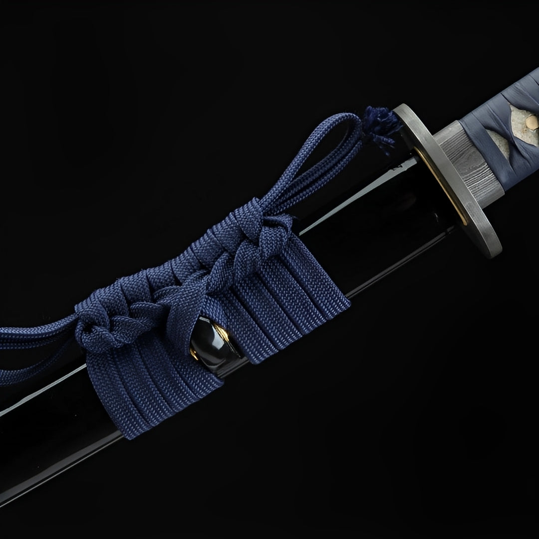 Atsu Katana (Damaststahl & echter Hamon) - 竜巻 — komplettes Set mit Seidenbeutel und Zertifikat