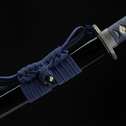 Atsu Katana (Damaststahl & echter Hamon) - 竜巻 — komplettes Set mit Seidenbeutel und Zertifikat