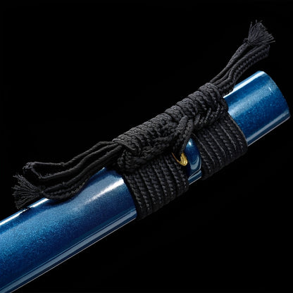 Azurblauer Geist Katana - 蒼魂刀 — Saya und Griff Detail mit Beschlägen