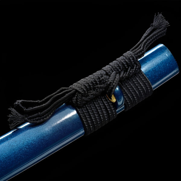 Azurblauer Geist Katana - 蒼魂刀 — Saya und Griff Detail mit Beschlägen