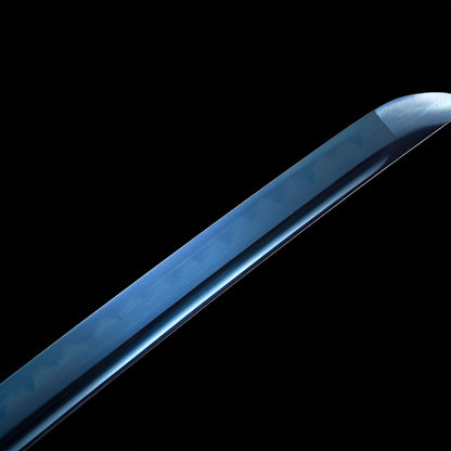 Azurblauer Geist Katana - 蒼魂刀 — Tsuba Nahaufnahme und Ito-Wicklung