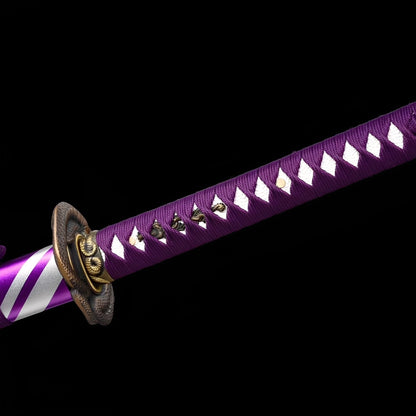 Baioretto Katana - 紫紋刀 — Saya und Griff Detail mit Beschlägen