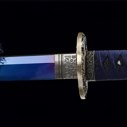 Blauer Drache Katana - ドラゴン — komplettes Set mit Seidenbeutel und Zertifikat