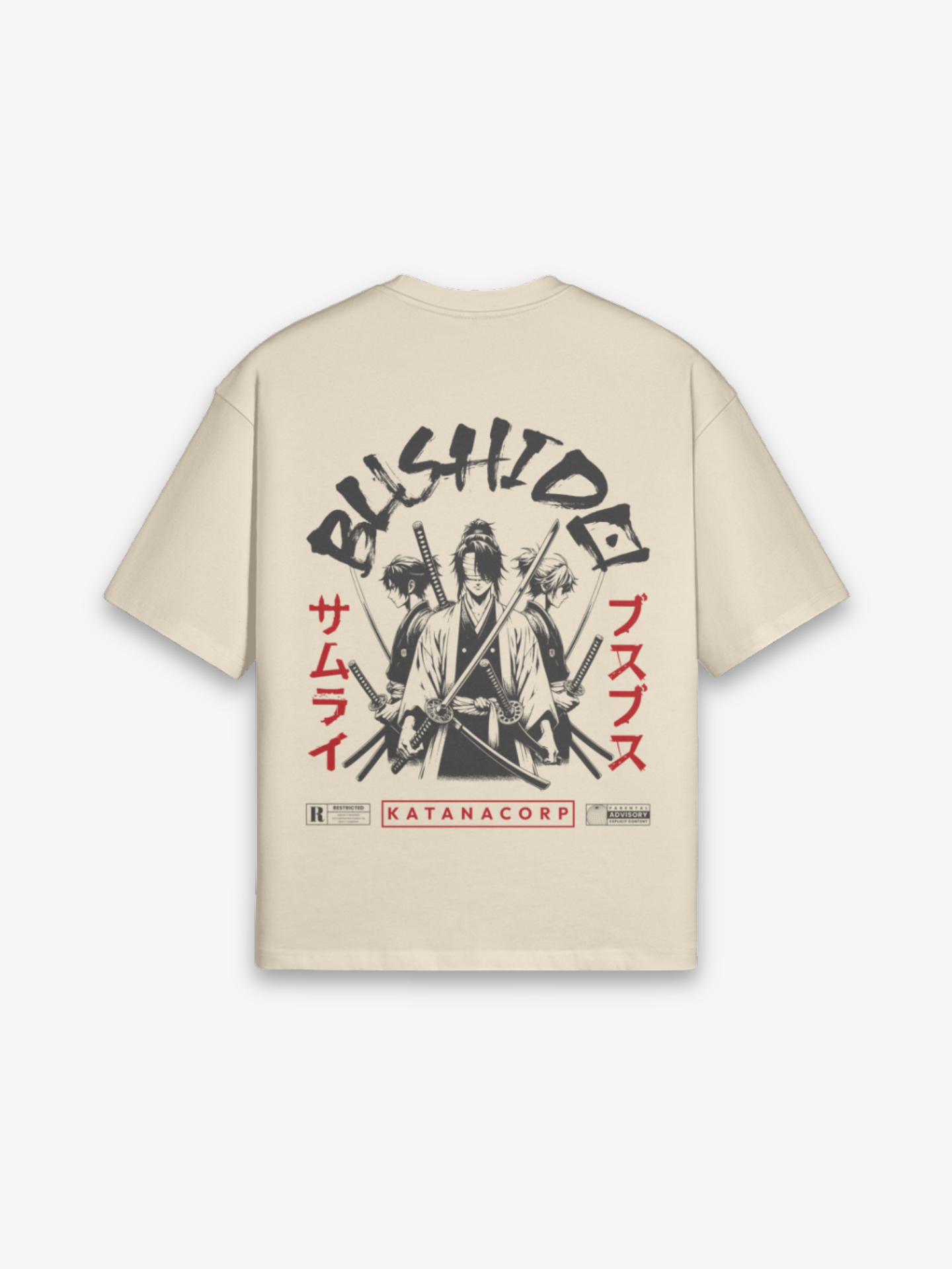 Bushido T-Shirt - 武士道 — Rückansicht mit Grafik-Design