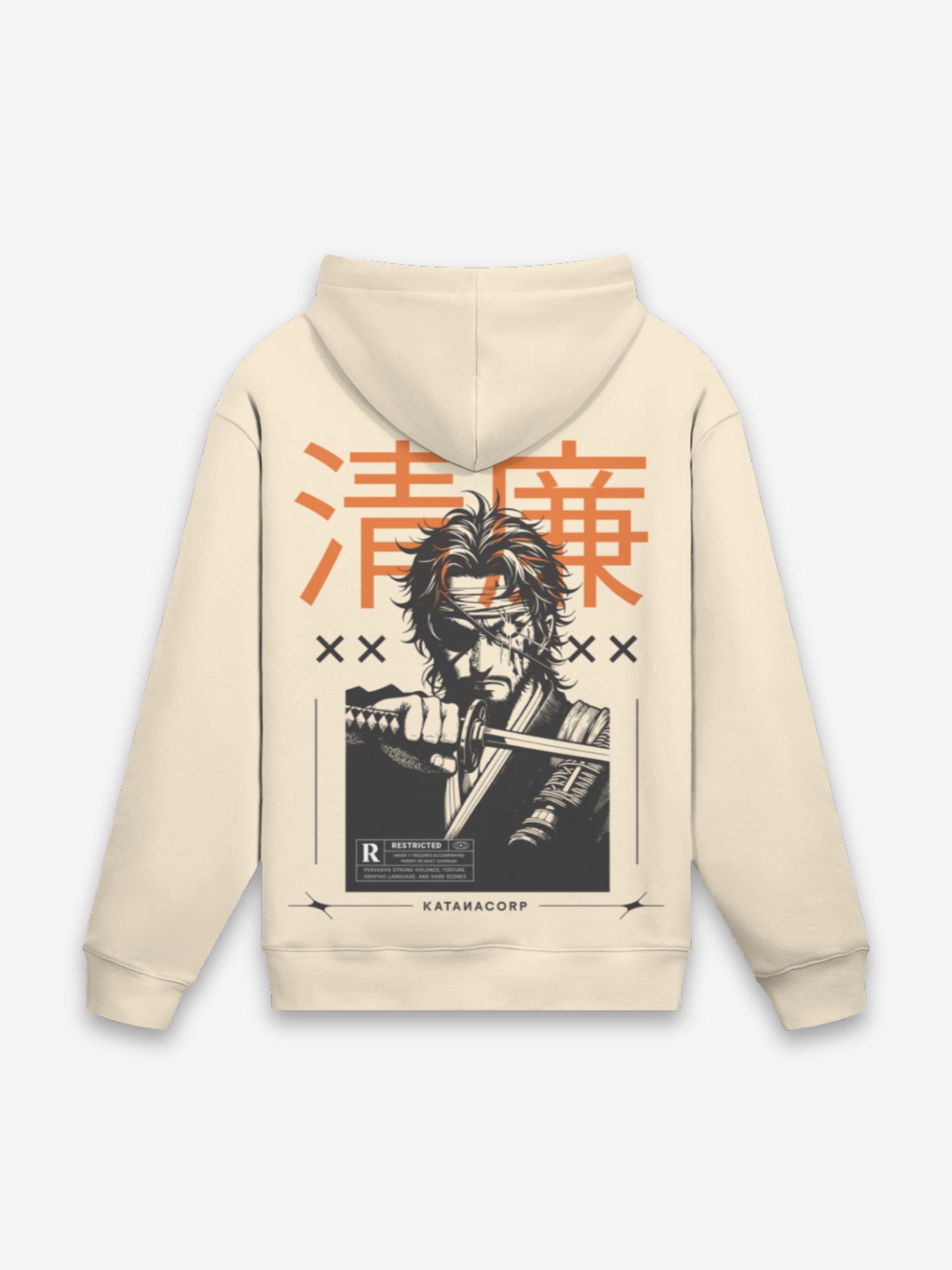 Der Samurai Hoodie - 清廉 — Vorderansicht