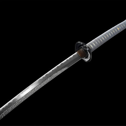 Elden Ring Katana (Damaststahl & Hamon) - 静刀 — Saya und Griff Detail mit Beschlägen