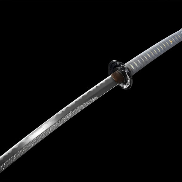 Elden Ring Katana (Damaststahl & Hamon) - 静刀 — Saya und Griff Detail mit Beschlägen