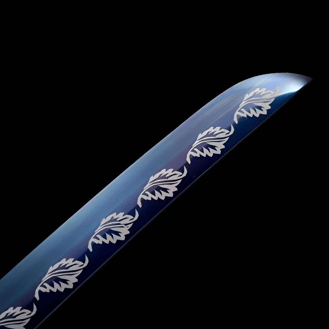 Engel Katana-Schwert - 天使 — Klingen-Detail Nahaufnahme mit sichtbarem Stahl