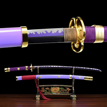 Enma Katana (One Piece) - ワンピース — Komplett-Ansicht mit Saya und Display-Ständer