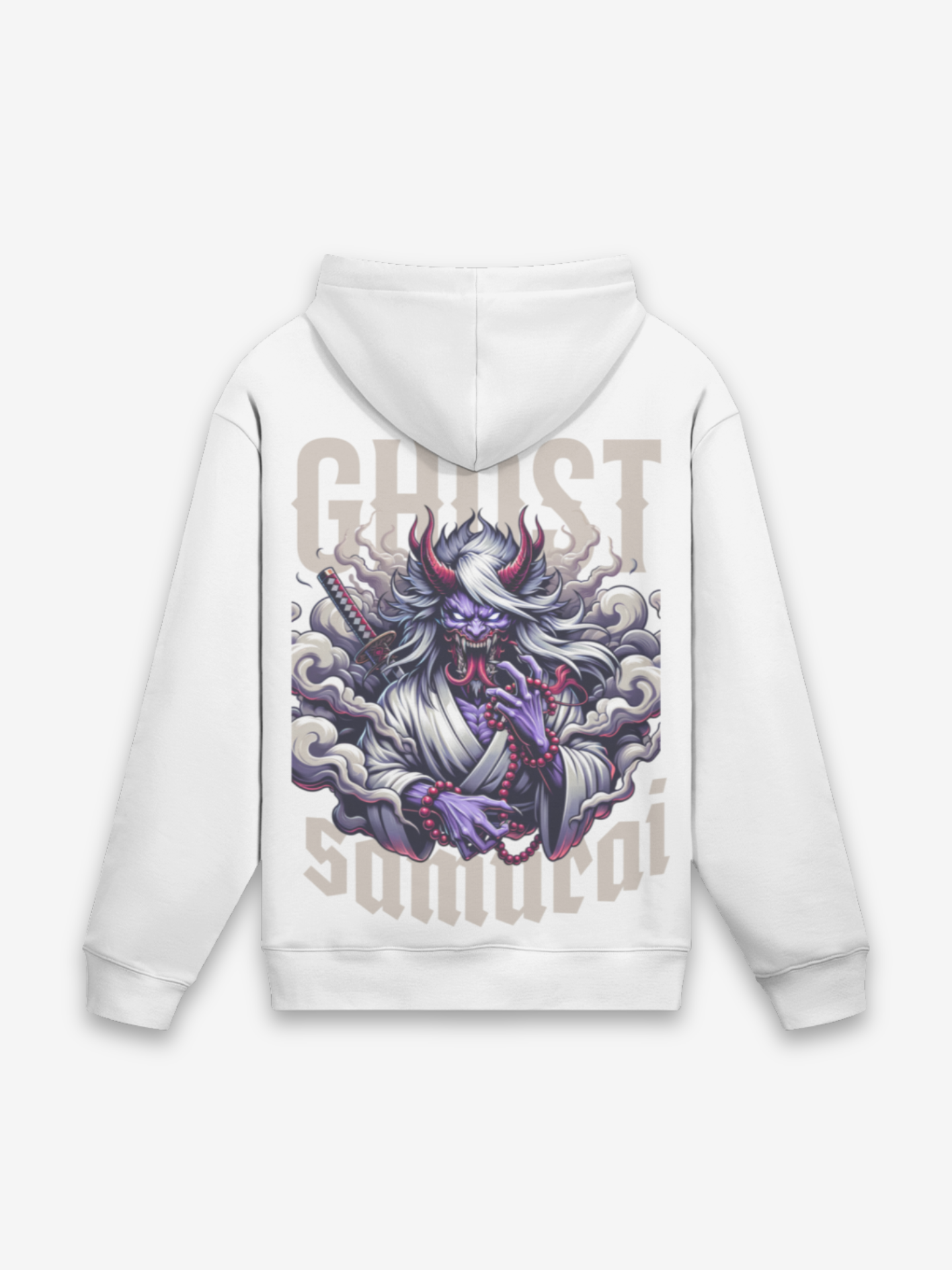 Geister-Samurai Hoodie - おばけ — Rückansicht mit Grafik-Design