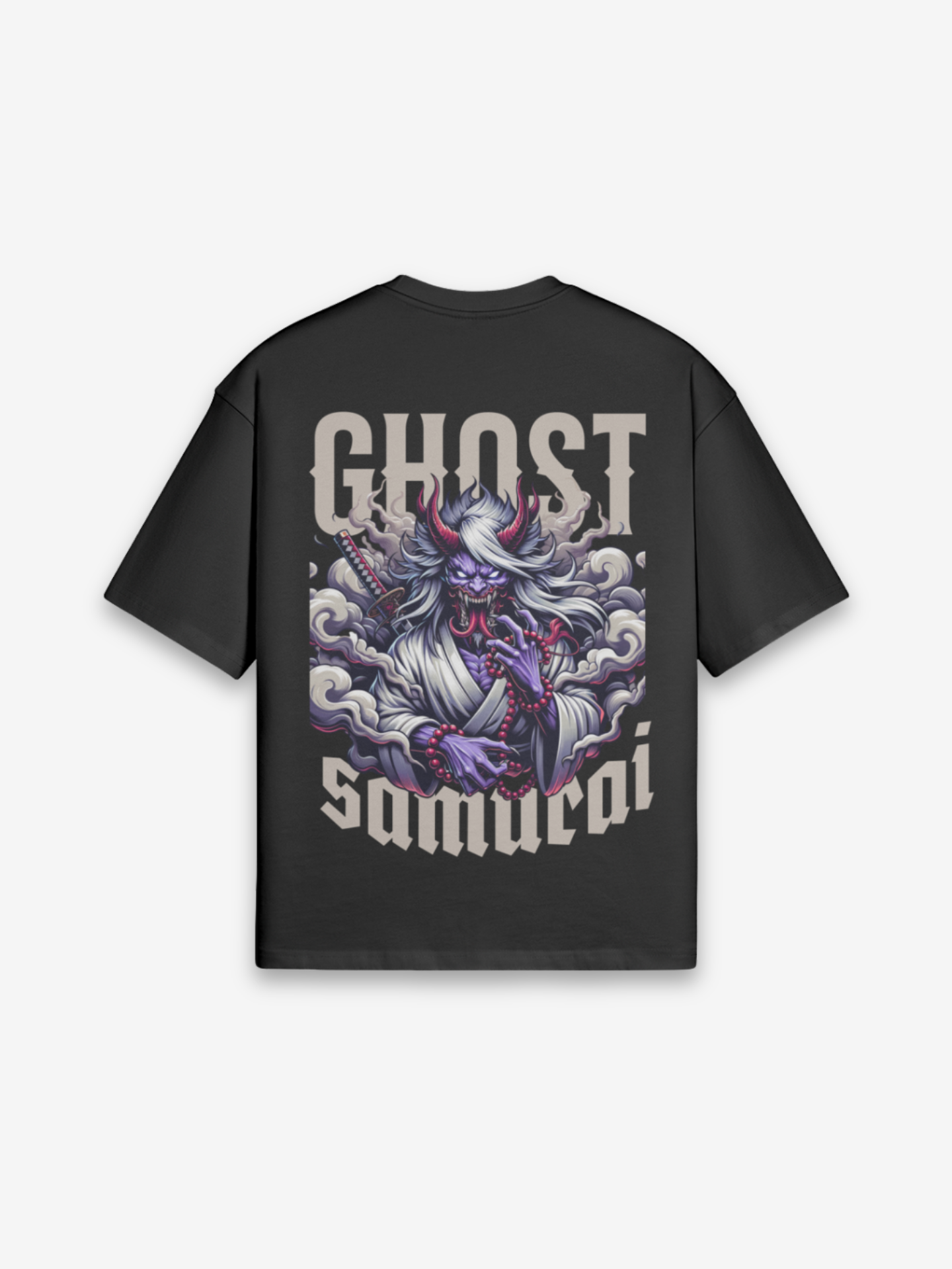 Geister-Samurai T-Shirt - おばけ — Rückansicht mit Grafik-Design