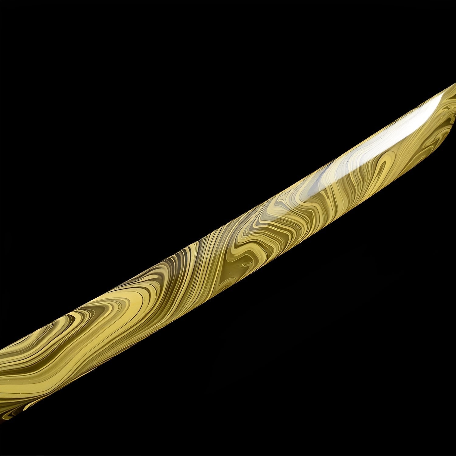Geschmolzenes Gold Katana - 溶金刀 — Klingen-Detail Nahaufnahme mit sichtbarem Stahl