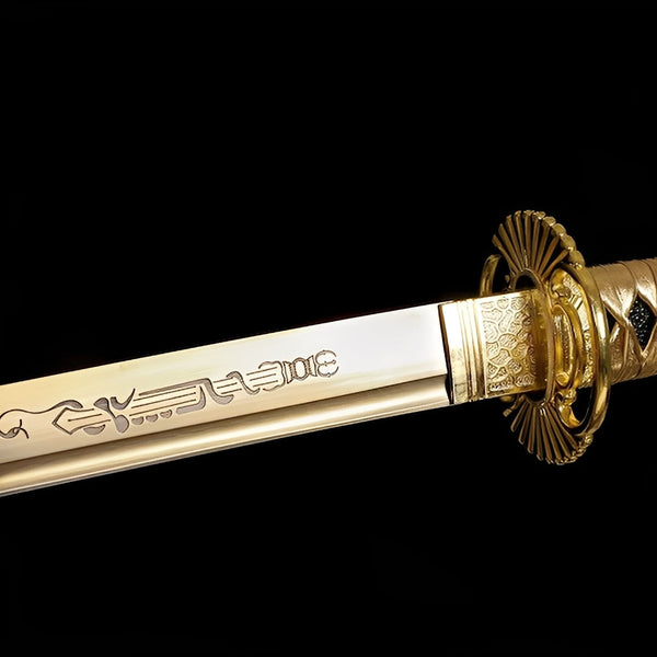 Gold Katana-Schwert - 皇帝刀 — Saya und Griff Detail mit Beschlägen