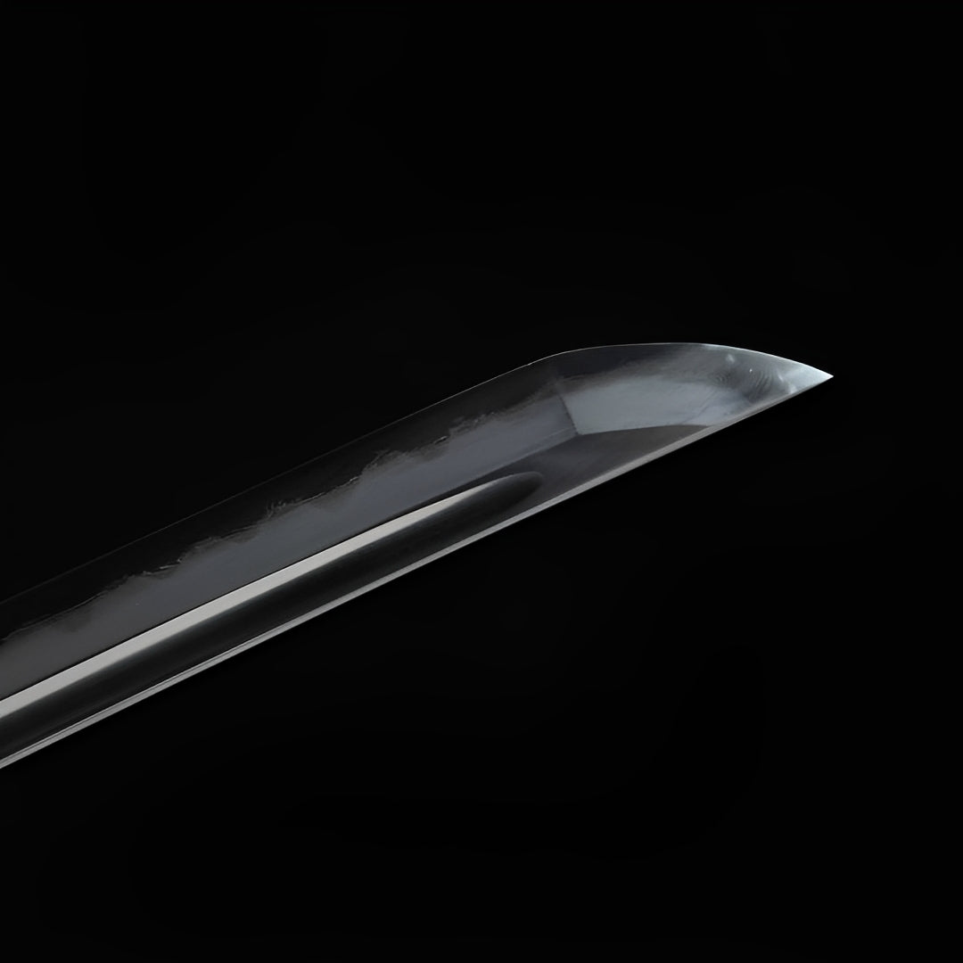 Kagekuro Katana (Sanmai-Stahl) - 影黒 — Saya und Griff Detail mit Beschlägen