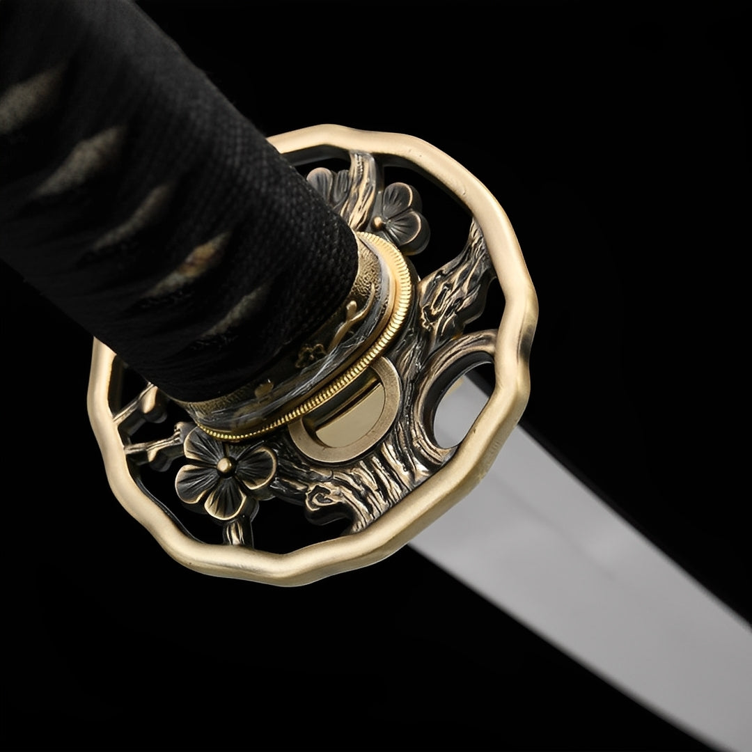 Kaiserliches Katana - 皇影刀 — Klingen-Detail Nahaufnahme mit sichtbarem Stahl