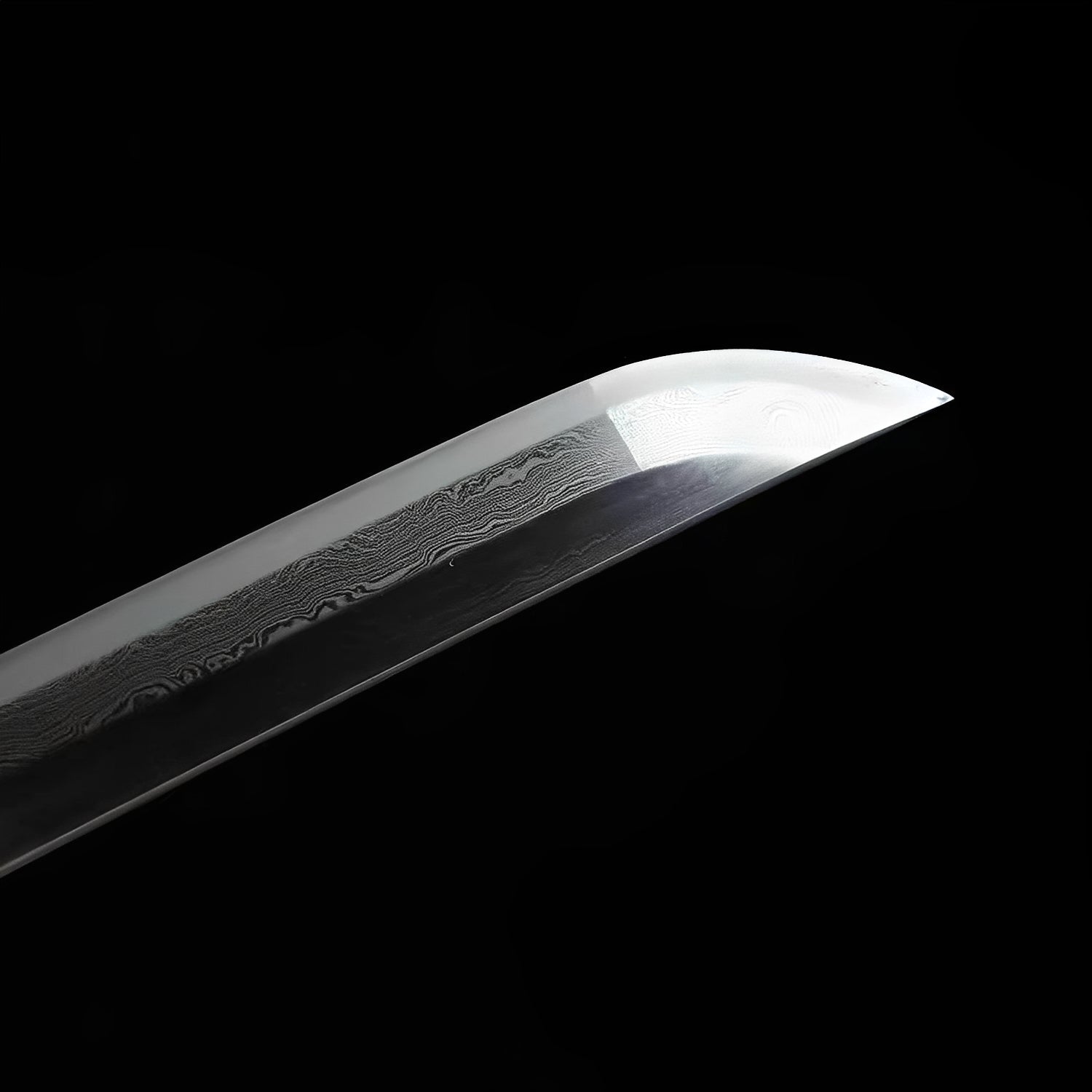Kamakura Katana Klingen-Detail mit geschichteter Damaststahl-Faltungsmaserung