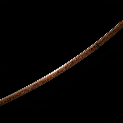 Mokuro Kageuchi Katana Saya-Detail mit natürlich fließender Rosenholzmaserung