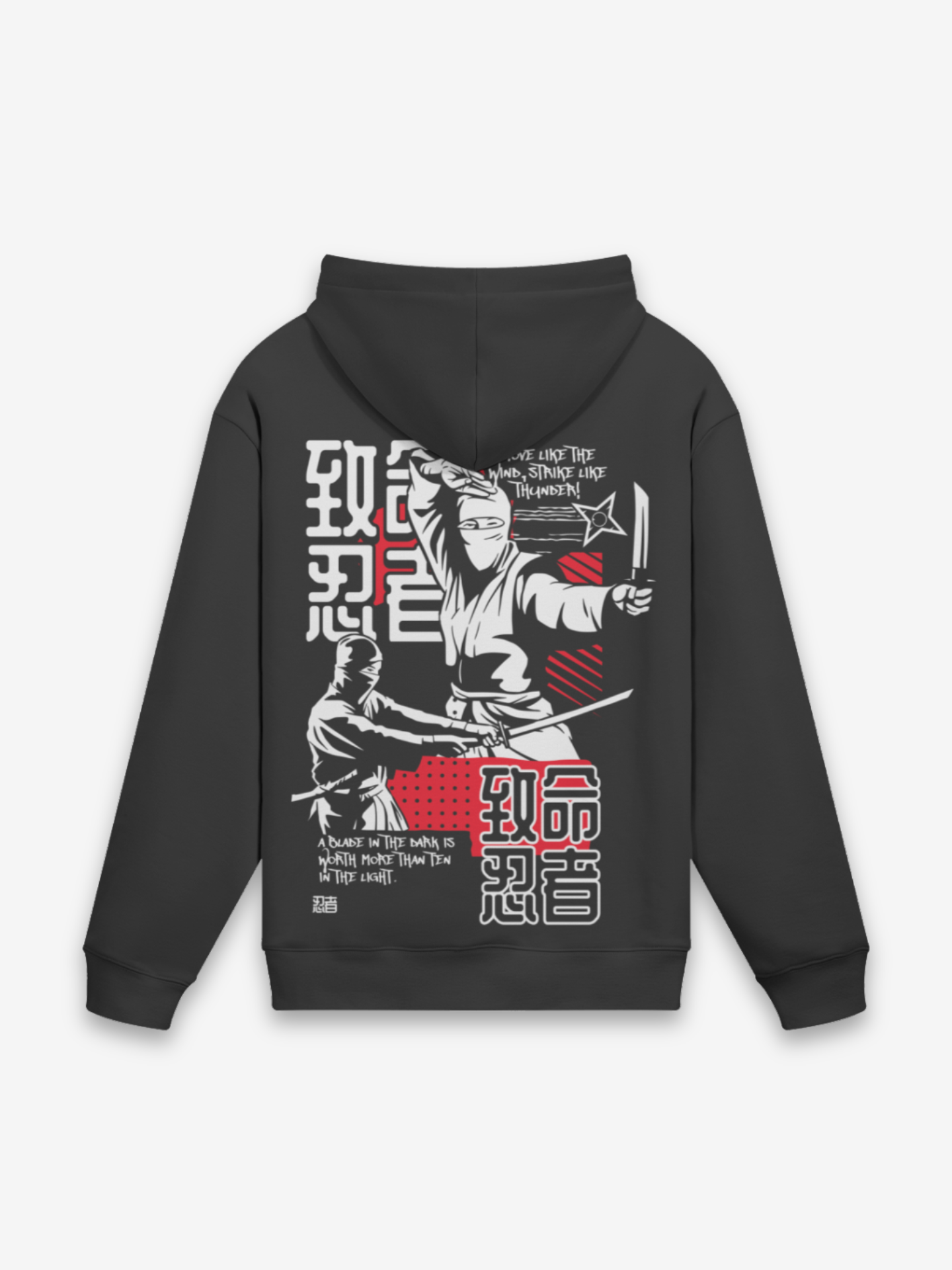 Ninja Hoodie - 忍者 — Rückansicht mit Grafik-Design