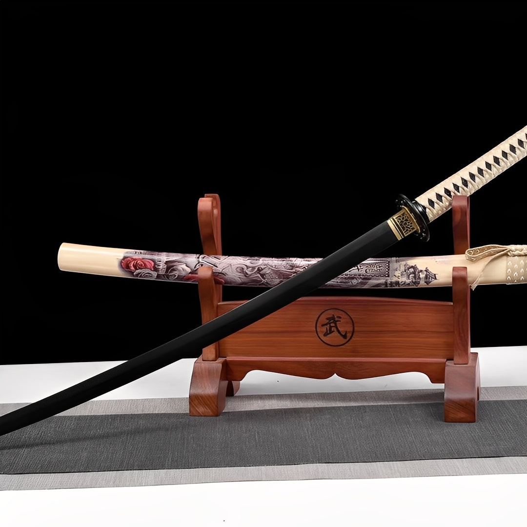 Obsidian Katana - 黒魂刀 — komplettes Set mit Seidenbeutel und Zertifikat