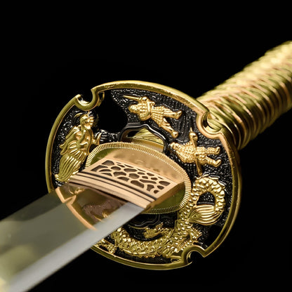 Ogon Ryushi Katana - 子の刀 — Saya und Griff Detail mit Beschlägen